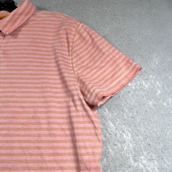 Hugo Boss Polo Shirt Mens Large Orange Striped Regular Fit Short Sleeve Logo - Picture 3 of 11